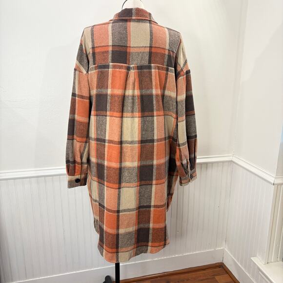 Involand Plus Size 20W Flannel Plaid Shacket Shirt Duster Fall Swiftie Evermore - Picture 3 of 13